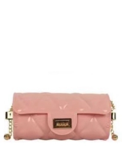 Diamond Quilted Cylinder Shape Crossbody Jelly Bag SP7163 PINK